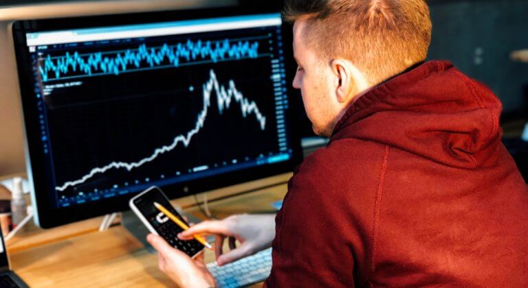 Stock market drop on computer screen