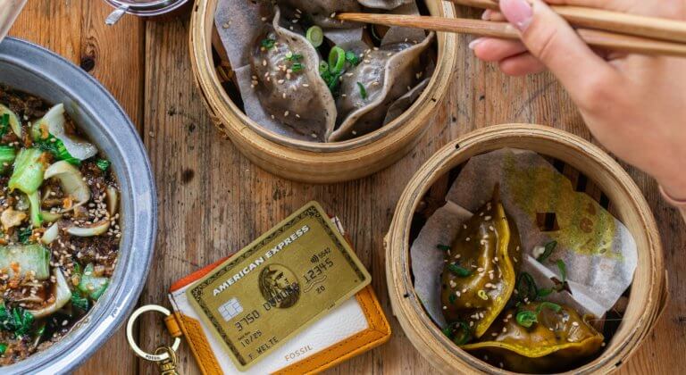 Amex credit card with chinese food