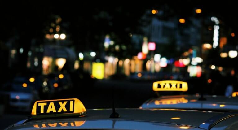 taxi lights on