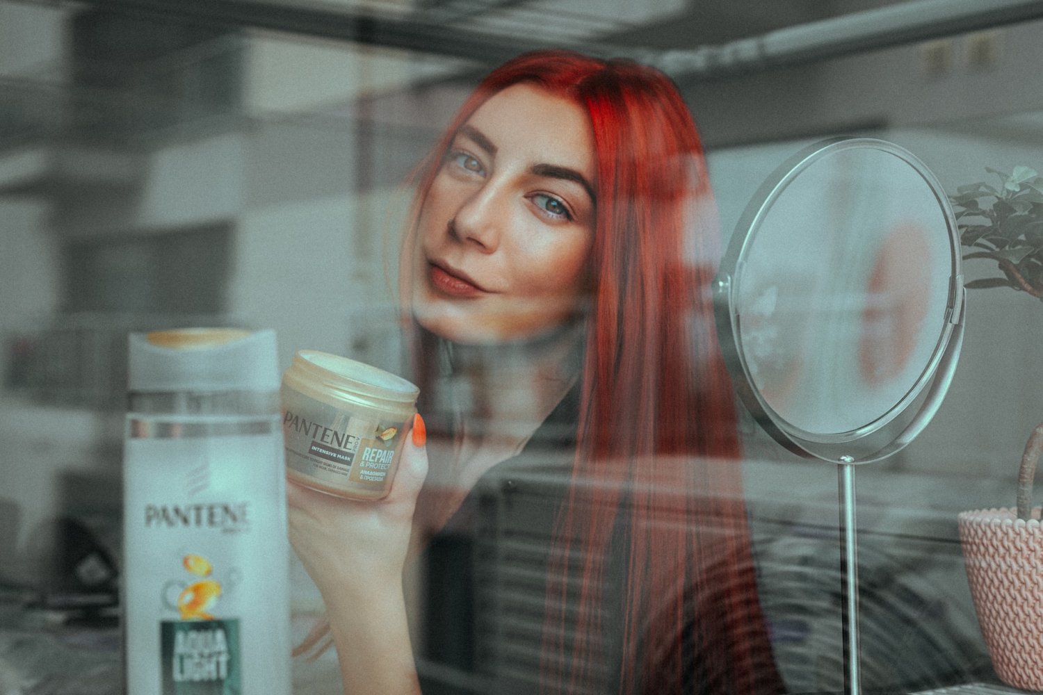 Red hair girl with Pantene
