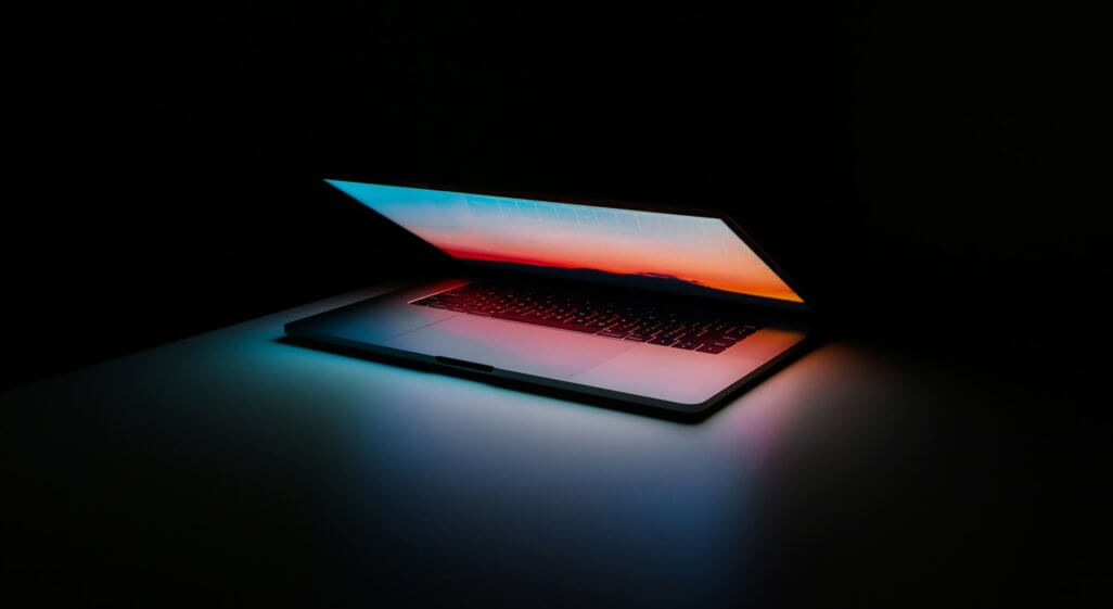 laptop open bright