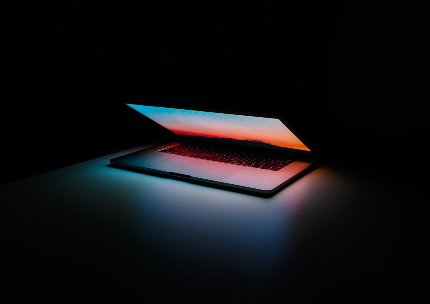laptop open bright